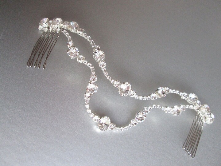 Etsy Crystal Hair Vine Comb in Gold Silver Rose Bridal Comb Wedding Rhinestone Vine