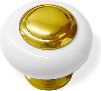 D. Lawless Hardware (5 Pack) 1-1/4 inch Allison Knob White with Solid Brass