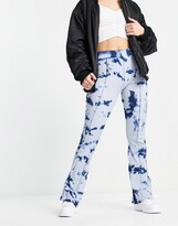 Thumbnail for your product : AsYou tie dye seam detail flare sweatpants in blue