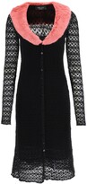 Thumbnail for your product : Blumarine CROCHET MIDI DRESS WITH ECO-FUR M Black, Pink Wool, Faux fur