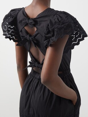 Sea Georgina Tie-back Cotton Broderie-anglaise Dress - Black