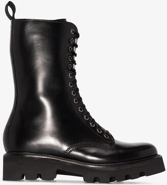 Grenson Black Mavis Lace-Up Leather Boots