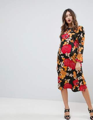 ASOS Maternity Maternity Column Midi Dress in Floral Print