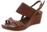 Thumbnail for your product : Henry Beguelin Leather Woven Wedge Sandals