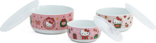 TJMAXX Porcelain 3Pk Hello Kitty Christmas Covered Bowls