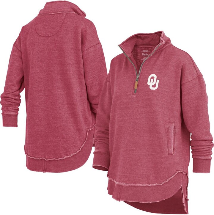 Pressbox Women's Crimson Oklahoma Sooners Northfork Sojourn Poncho Quarter-Zip Sweatshirt