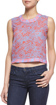 Thumbnail for your product : Neiman Marcus Cusp by Sleeveless Printed Crop Top, Pink