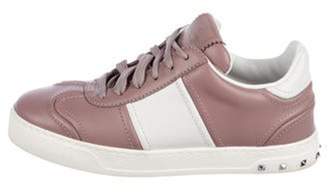 Valentino Leather Low-Top Sneakers Mauve Leather Low-Top Sneakers