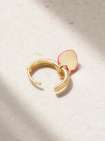 Thumbnail for your product : Alison Lou Tiny Heart Huggy 14-karat Gold And Enamel Single Hoop Earring - One size