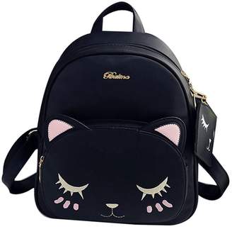 Donalworld Girl Floral School Bag Travel Cute PU Leatherini Backpack
