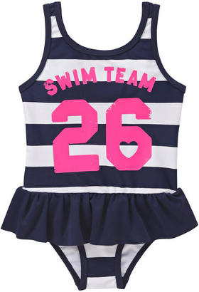 Joe Fresh Toddler Girls’ Stripe Peplum Swimsuit - Navy