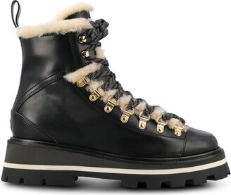 Jimmy Choo Chike Shearling-Trimmed Lace-Up Boots