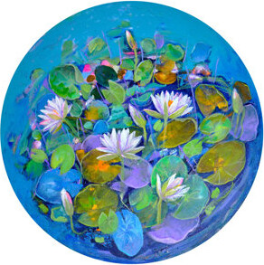 Exotic India Colorful Waterlilies Painting | Acrylic On Canvas | By Sumita Maity