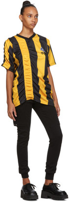 Martine Rose Yellow and Black Ruched Football T-Shirt