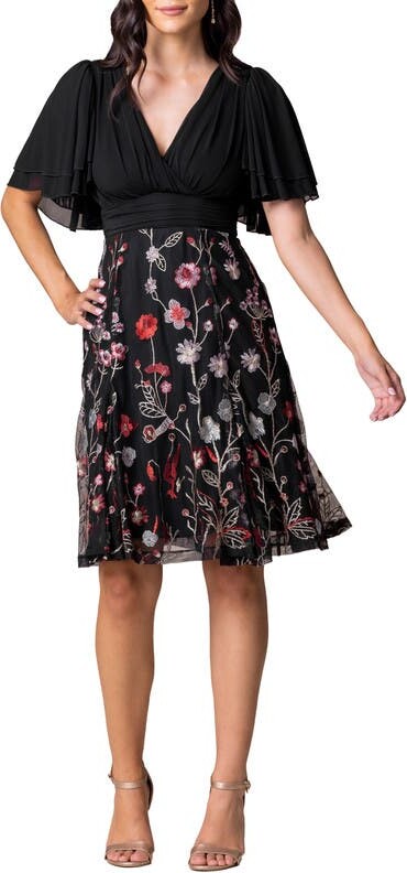 Kiyonna Lillian Embroidered Mesh Midi Cocktail Dress