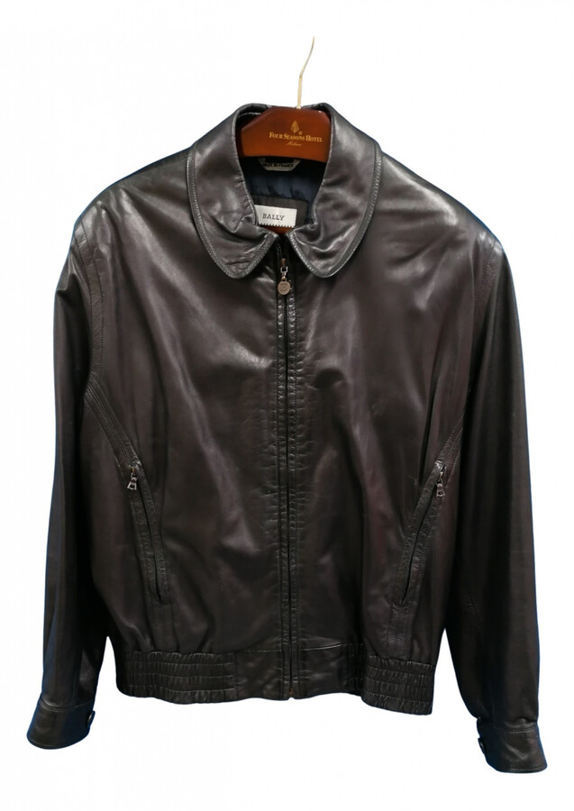 Bally black Leather Jackets - ShopStyle