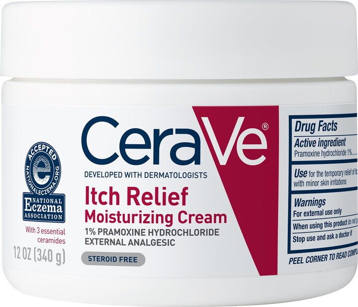 CeraVe Itch Relief Moisturizing Cream Body Lotion, Steroid-Free Treatment for Dry & Itchy Skin 12 oz