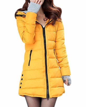 Casual Padded Long Coat Quilted Hooded Jacket Overcoat Plus Sizes BOZEVON Womens Warm Winter Coat