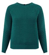 Thumbnail for your product : New Look Green Bobble Stitch Zip Back Jumper