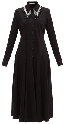 Christopher Kane Bead-fringed Organic-cotton Jersey Shirt Dress - Black