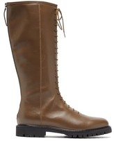 Thumbnail for your product : LEGRES Lace-up Knee-high Leather Combat Boots - Khaki