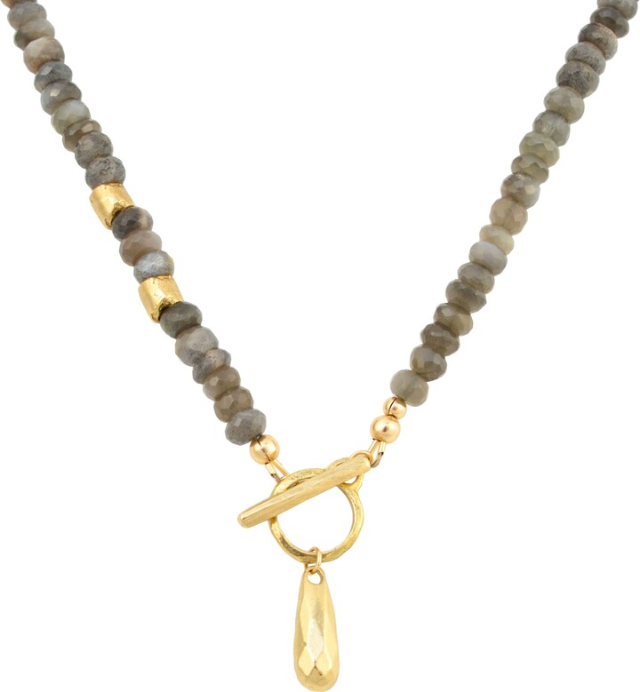 Collection 1304 Golden Teardrop Moonstone Necklace