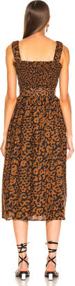 Nicholas Smocked Apron Dress in Leopard | FWRD