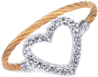 Charriol Women's Laetitia White Topaz-Accent Heart Two-Tone PVD Stainless Steel Cable Ring