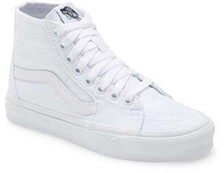 white leather high top vans womens