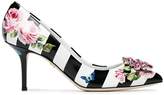 Thumbnail for your product : Dolce & Gabbana floral Stripe 60 Leather pumps