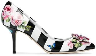Dolce & Gabbana floral Stripe 60 Leather pumps