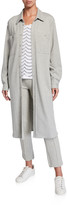 Thumbnail for your product : Joan Vass Plus Size Long Button-Front Knit Cotton Shirtdress