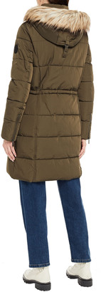 DKNY Faux Fur-trimmed Quilted Shell Hooded Coat