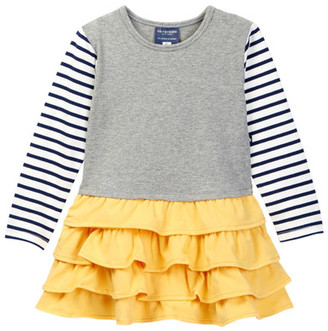 Toobydoo Striped Sleeve Ruffle Bottom Dress (Toddler, Little Girls, & Big Girls)