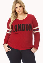 Thumbnail for your product : Forever 21 FOREVER 21+ Plus Size London Calling Varsity Sweater