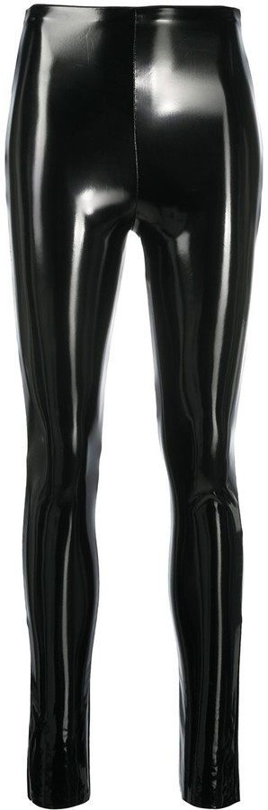 Haut femme léopard imprimé mesdames stretch wet look panneau latéral pantalon long legging