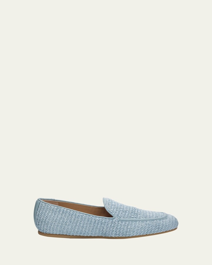 Stuart Weitzman Lee Woven Raffia Slip-On Loafers
