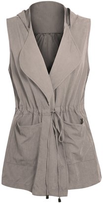 Hot From Hollywood Women's Drawstring Waist Lightweight Hooded Vest