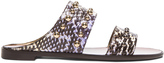 Thumbnail for your product : Lanvin Snakeskin Flat Sandals with Studs