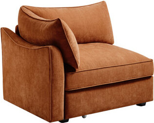 Ebern Designs 1 Orange Featuring Integrated And Armrest, Piping Details, Soft Chenille With Piped Armrest Edges, Hidden Storage, Material