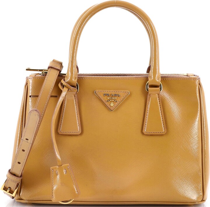 Prada Double Zip Lux Tote Vernice Saffiano Leather Small