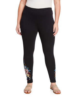 Johnny Was Plus Plus Size Darielle Leggings with Floral Embroidery