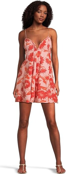Free People Altura Printed Mini Women's Dress Strawberry Lemonade : LG (Women's 12), Cotton/Linen/Rayon