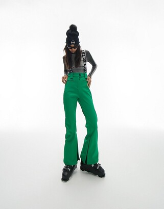 Topshop Sno flared ski pants with suspenders in green - ShopStyle
