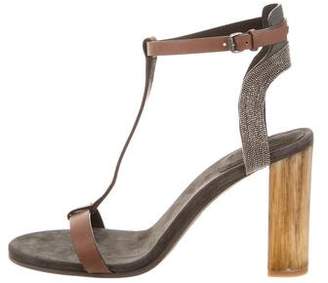 Brunello Cucinelli Monili-Embellished T-Strap Sandals w/ Tags