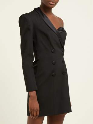 Dundas One Shoulder Tuxedo Wool Blend Mini Dress - Womens - Black