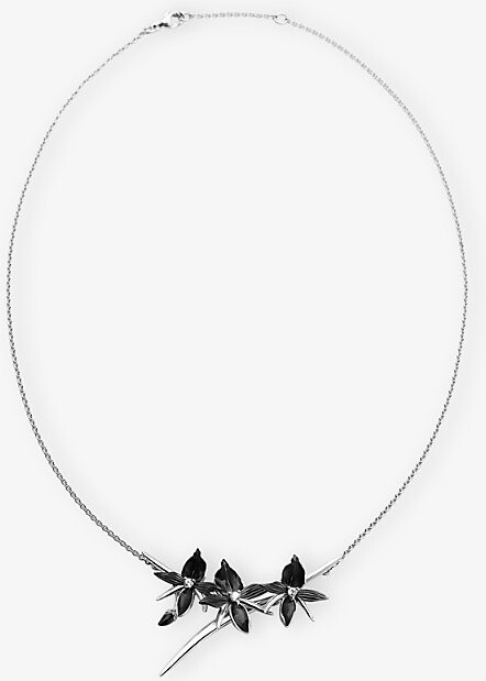 Shaun Leane Womens Black Orchid Sterling-Silver and 0.16ct Diamond Flower Necklace 1 Size