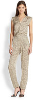Thumbnail for your product : Cynthia Vincent Twelfth Street by Silk Satin Leopard-Print Jumpsuit