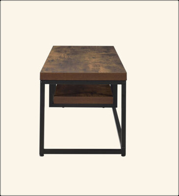 17 Stories Weathered Oak & Black Metal Finish TV Stand