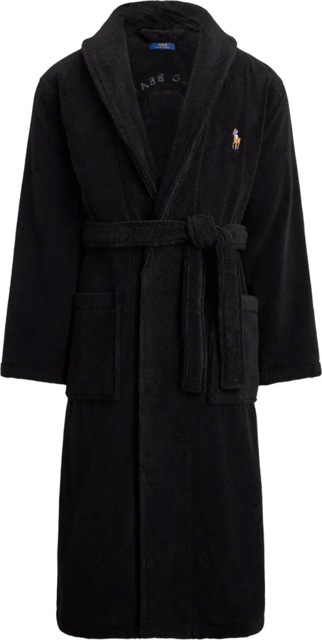 Embroidered-Bear Towelling Robe